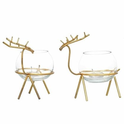 Premium Iron Reindeer tealight Candle Holder Set of 2