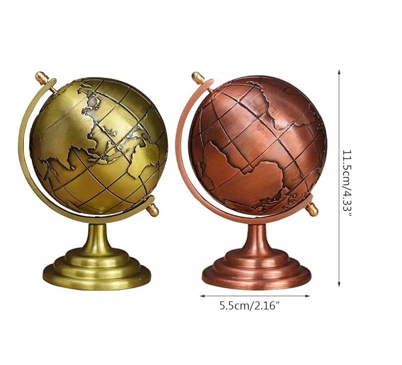 Decorative Globe on black Stand geography antique metal aluminium base custom design home decor