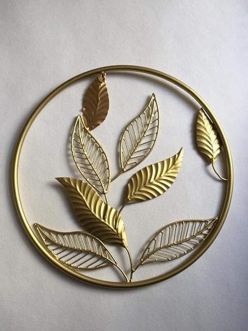 Round leaf frame wall art decor Gold