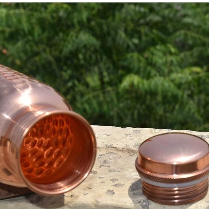 Metal Crafts Copper Drinking Water Bottle With 2 glass 100% Purity