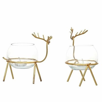 Premium Iron Reindeer tealight Candle Holder Set of 2