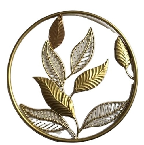 Round leaf frame wall art decor Gold