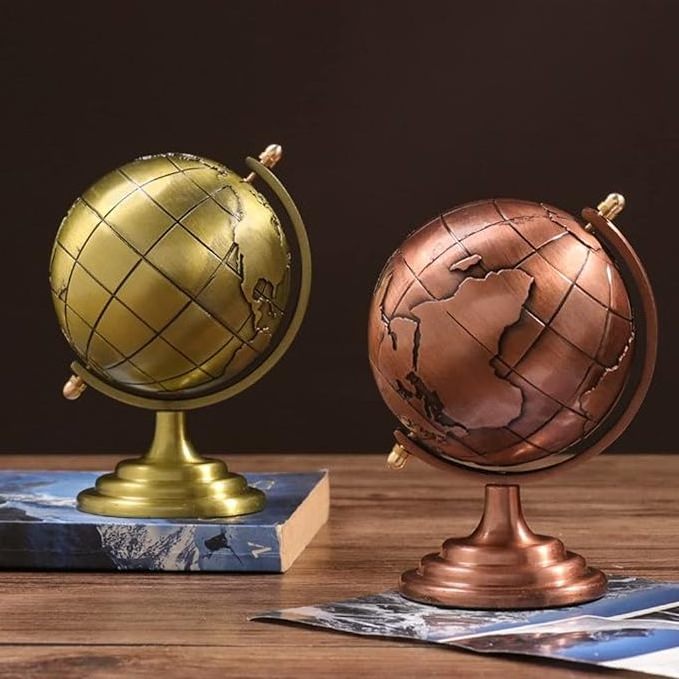 Decorative Globe on black Stand geography antique metal aluminium base custom design home decor