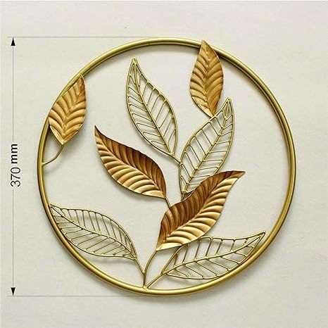 Round leaf frame wall art decor Gold