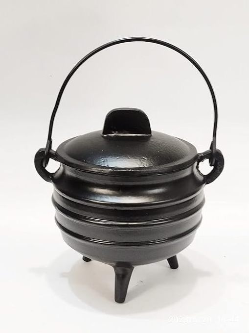 Cast Iron Cauldron with handle & lid ideal for smudging incense burning