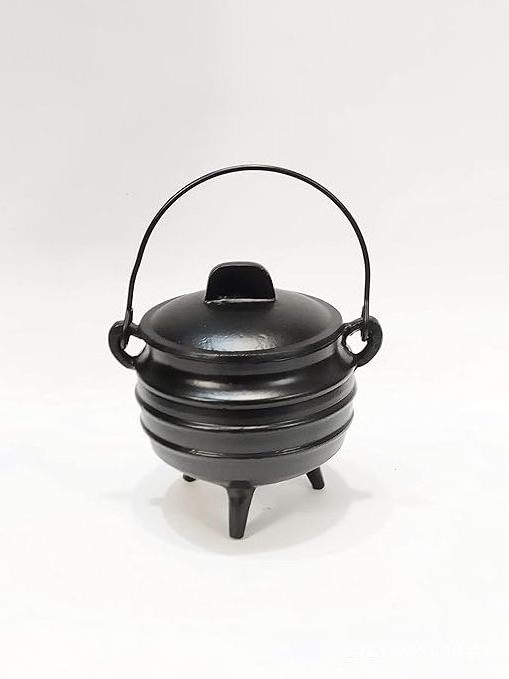 Cast Iron Cauldron with handle & lid ideal for smudging incense burning