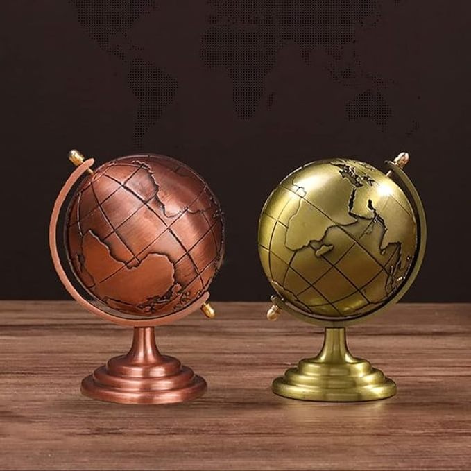 Decorative Globe on black Stand geography antique metal aluminium base custom design home decor