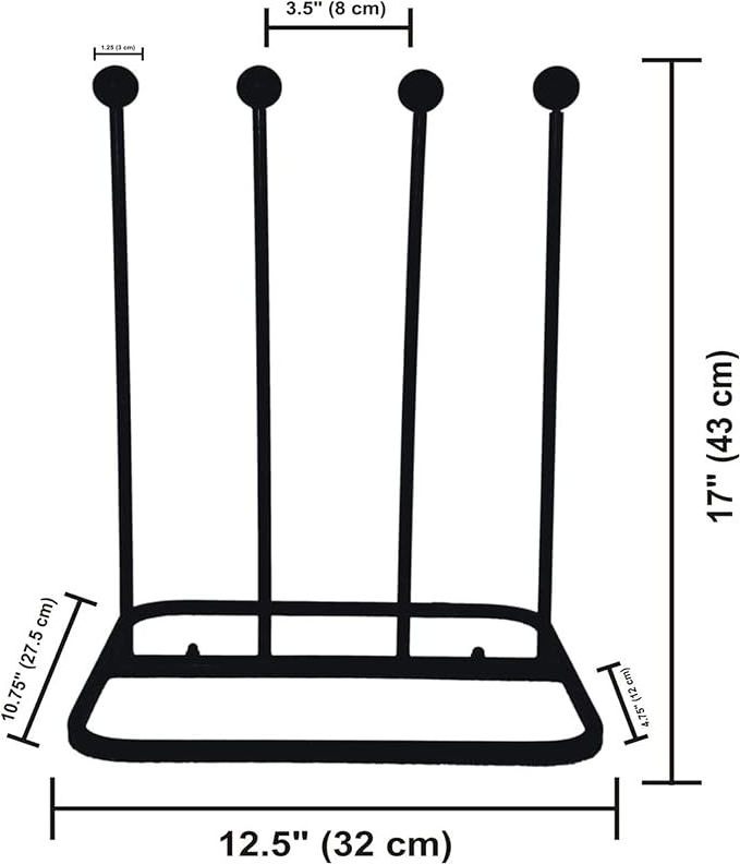 Cast Iron Storage & Stand For Wellie - Metal Holder for 2 Pairs - Indoor & Outdoor - Boots Rack (Black)