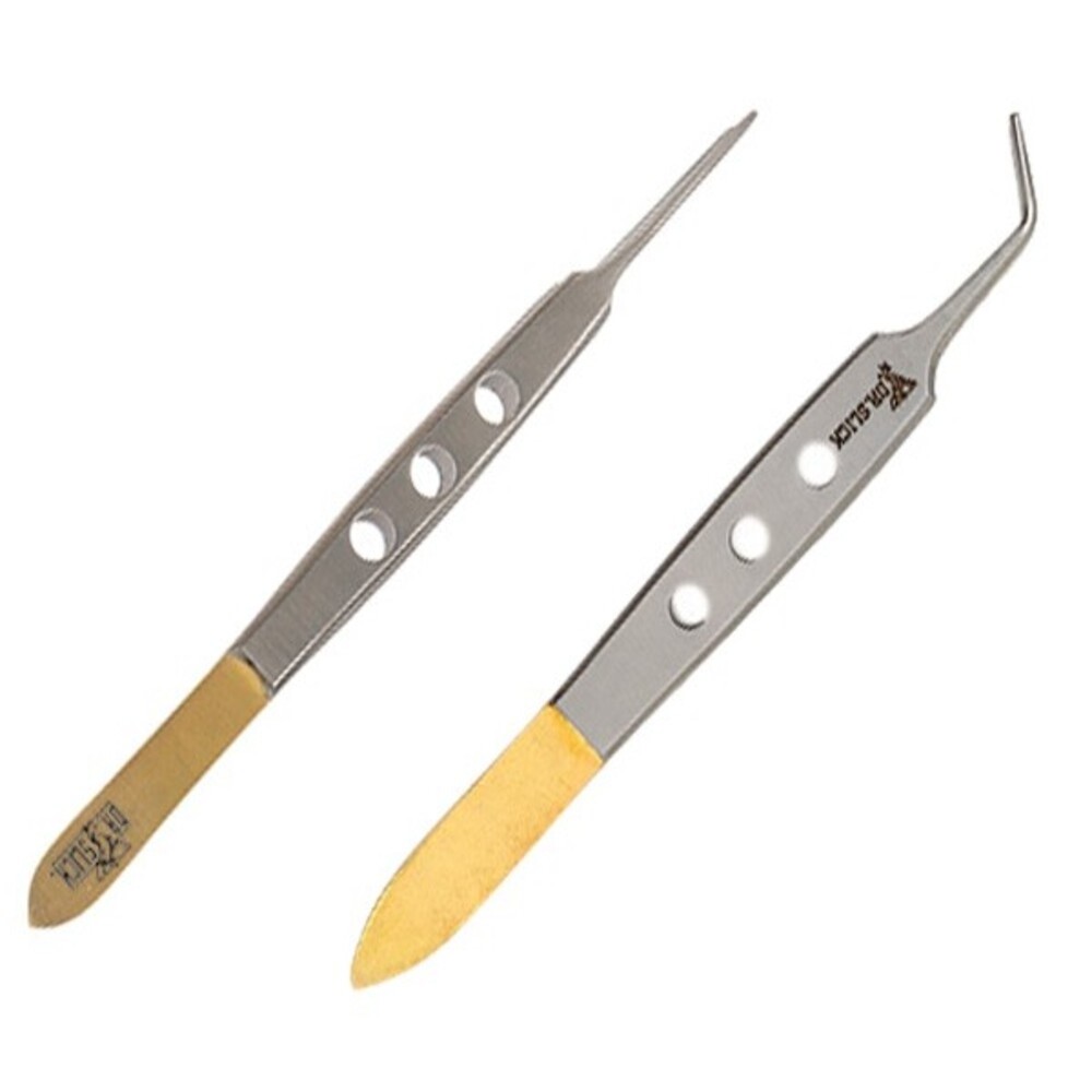 Fly Tying fishing tweezers stainless steel silver pointed half gold straight and curved Fishing Tweezers