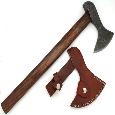 Hot Selling Carbon Steel Viking Bearded Outdoor Axe With Wooden Handle Hand Forged High Quality Custom Damascus steel