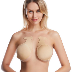 Anti-sag frontless backless nipples pasties nipples stickers strapless push up adhesive bra silicone invisible bra