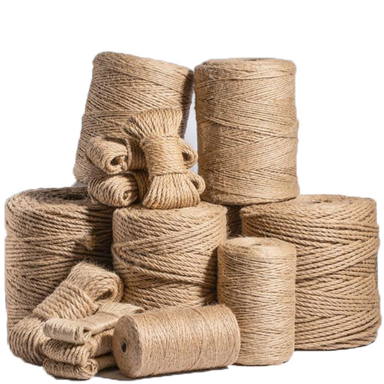 Hot Selling 3 Strands Twisted Hemp Rope Natural Fiber Sisal Twine 100% Jute Rope for DIY Crafts and Packaging