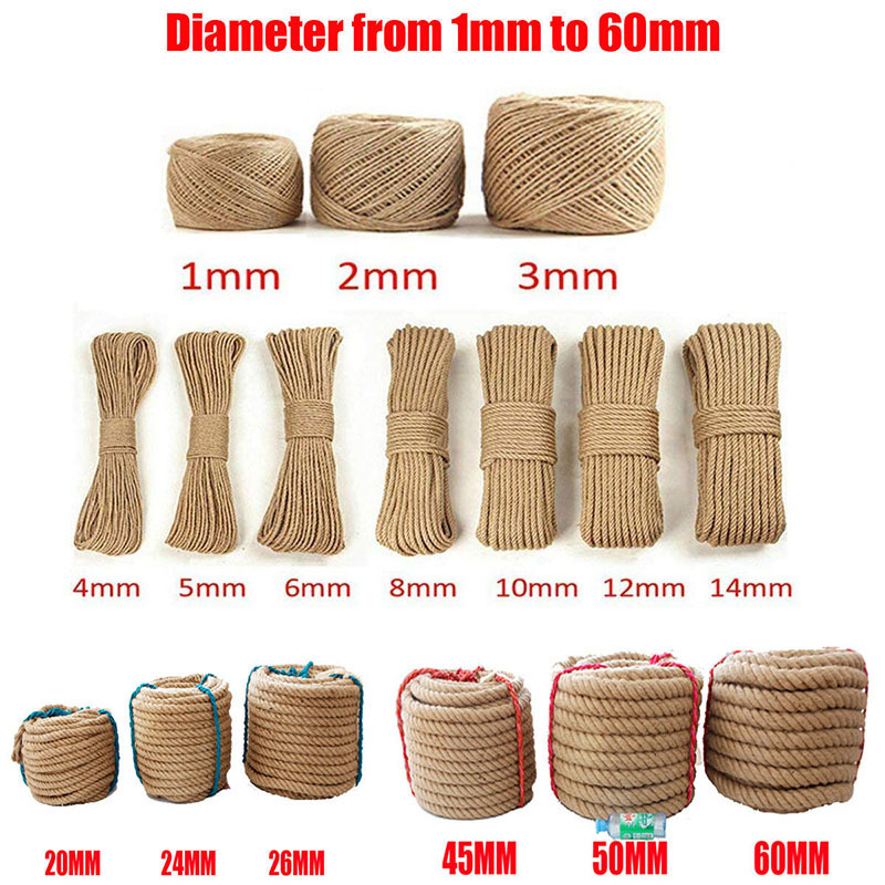 100% Natural Fiber Gifts Packing String 3 Strands Twisted Sisal Hemp Cord Jute Rope for DIY Crafts and Agricultural Binding