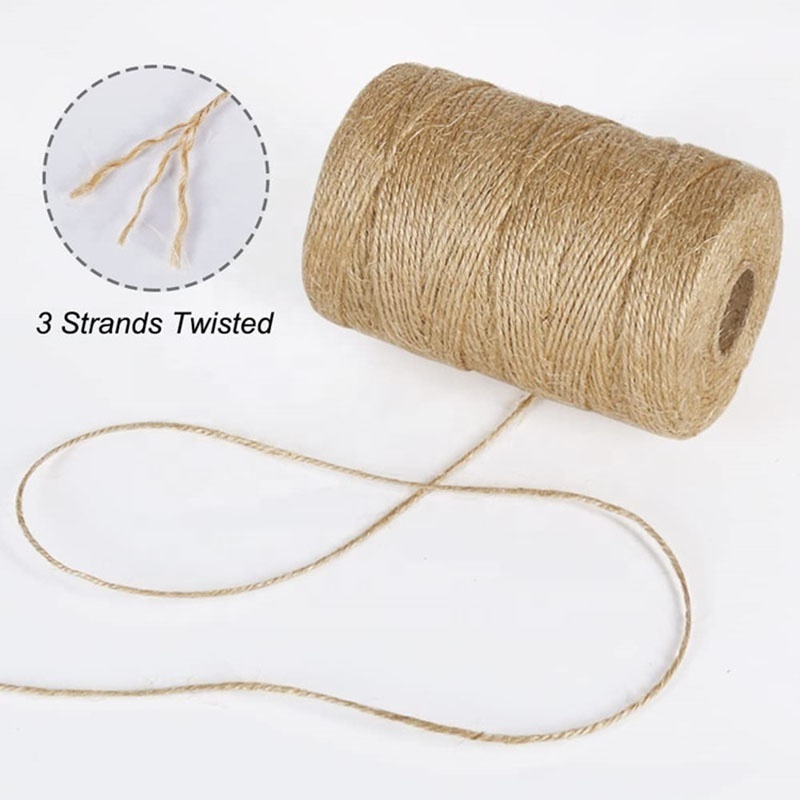 100% Natural Fiber Gifts Packing String 3 Strands Twisted Sisal Hemp Cord Jute Rope for DIY Crafts and Agricultural Binding