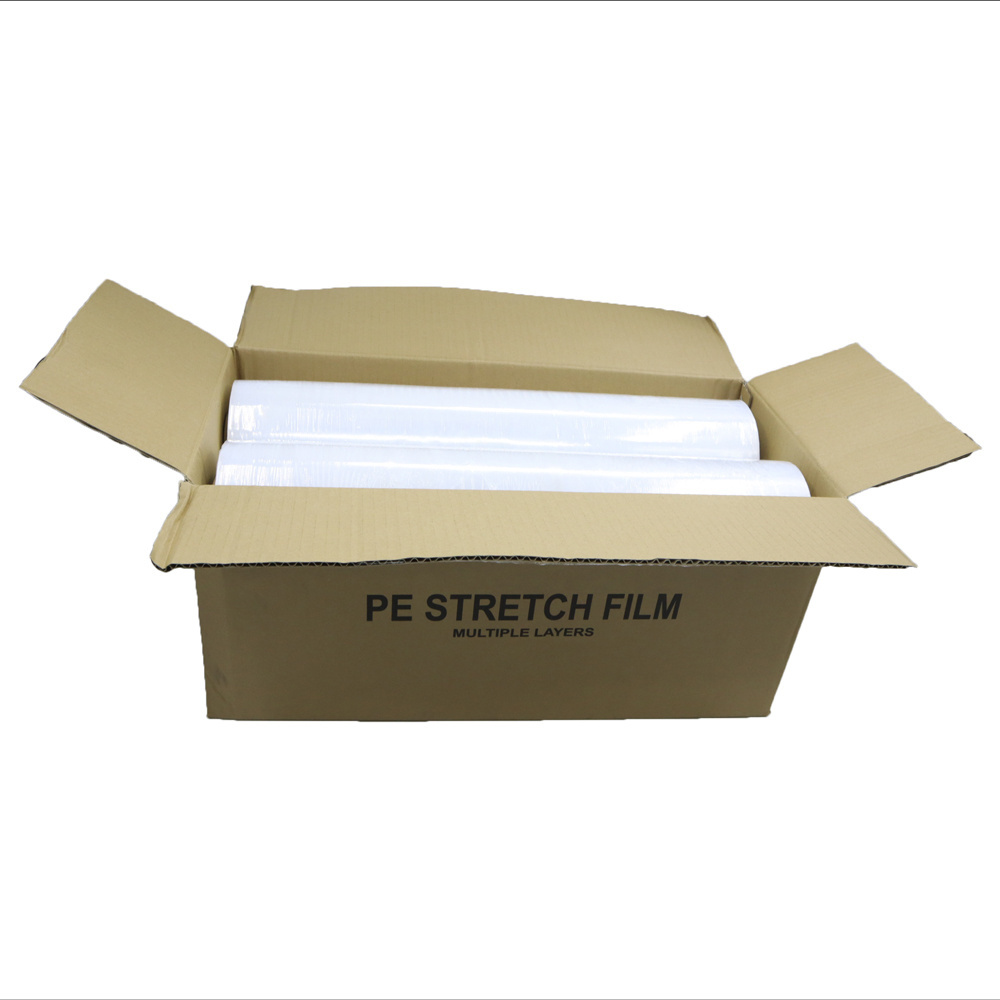 PE transparent pallet wrapping stretch film adhesive lldpe roll hand stretch film recycled material in vietnam for export