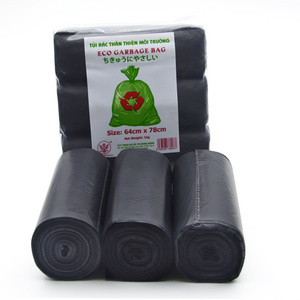 Black plastic large garbage bag plastic trash bag lining plastic dustbin lining heavy duty bin liners roll garbage bag