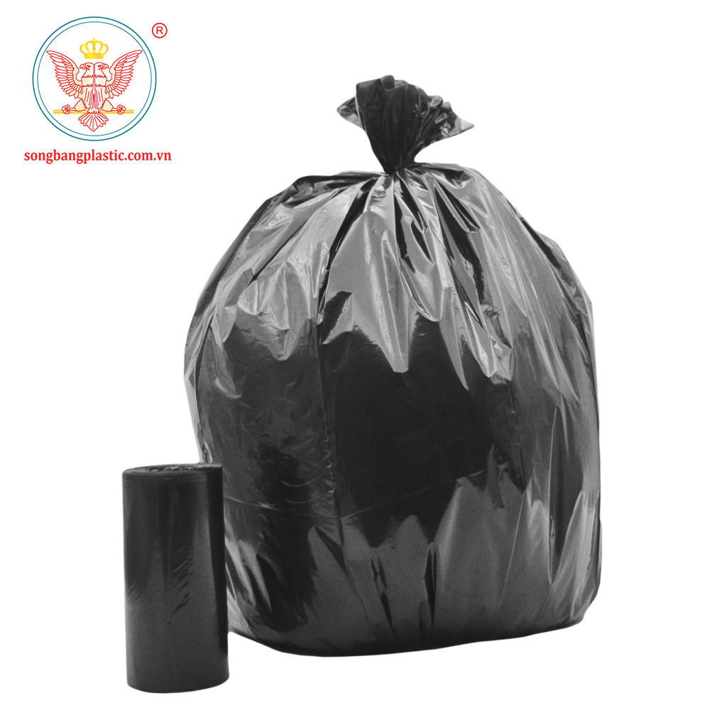 Black plastic large garbage bag plastic trash bag lining plastic dustbin lining heavy duty bin liners roll garbage bag