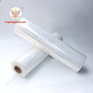 PE transparent pallet wrapping stretch film adhesive lldpe roll hand stretch film recycled material in vietnam for export