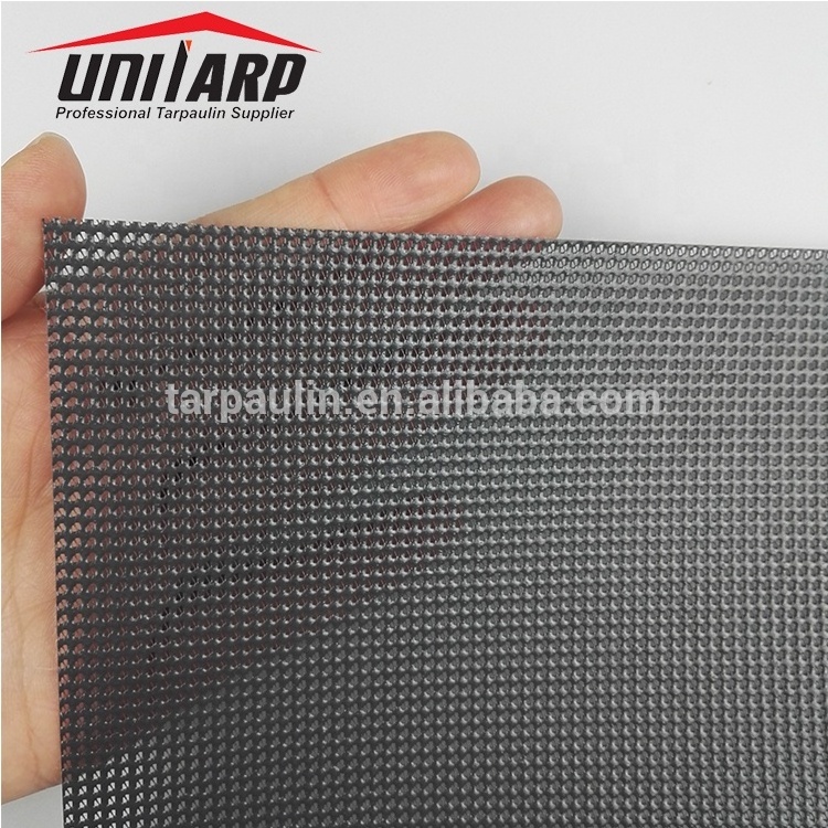 Uni-tarp factory 250gsm 340gsm 14*14 black laminate mesh fabric 100 polyester mesh fabric