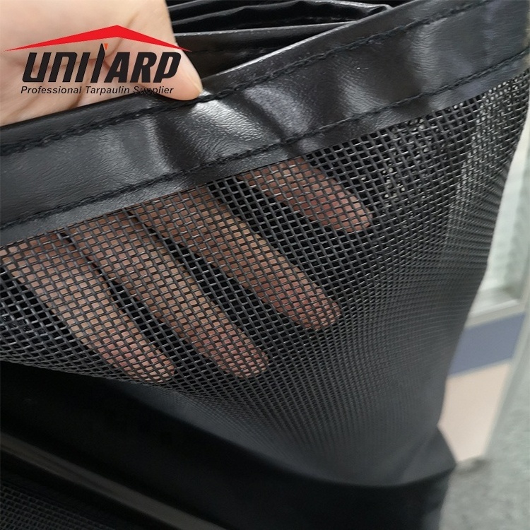 Uni-tarp factory 250gsm 340gsm 14*14 black laminate mesh fabric 100 polyester mesh fabric