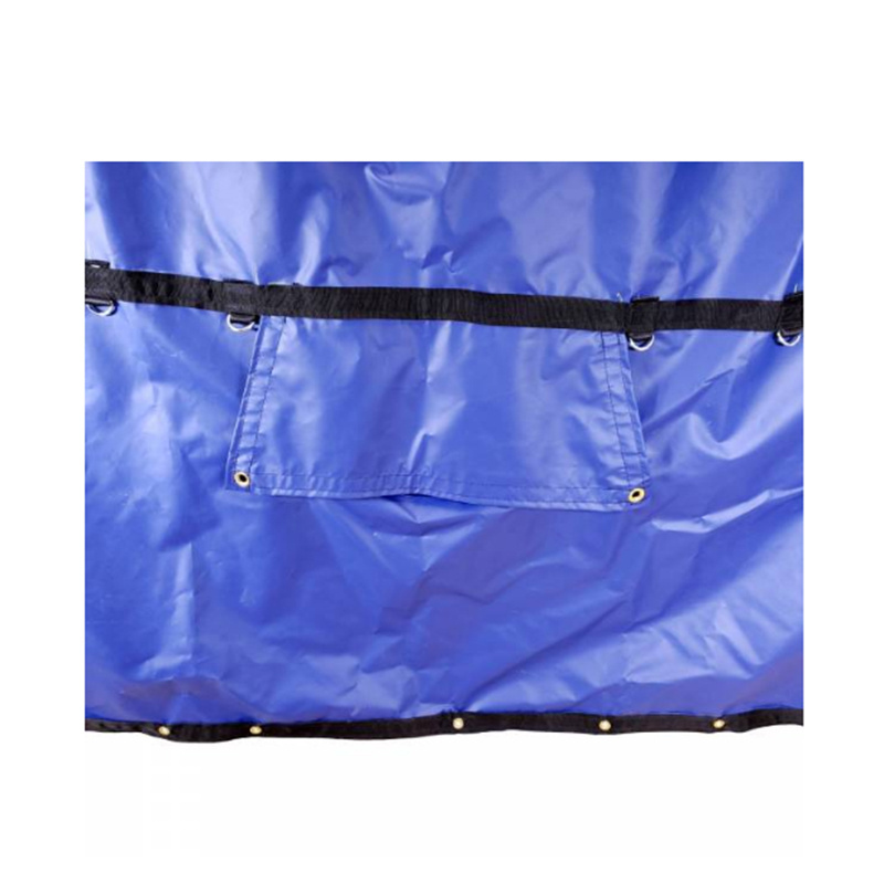 6x6 18oz vinyl coated polyester coil bag truck tarp with Chain Holes Rolled Steel on Flatbed Trailer