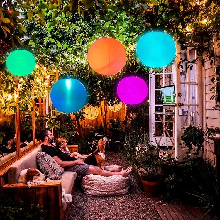 Waterproof Garden Event Globe Hanging Decorative Large Outdoor Christmas Led Glowing Orb Balls Pool Light