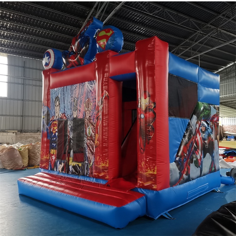 13ft Kids Soft toy Games Superhero Jumping Inflatable Bouncy Castles with Slide