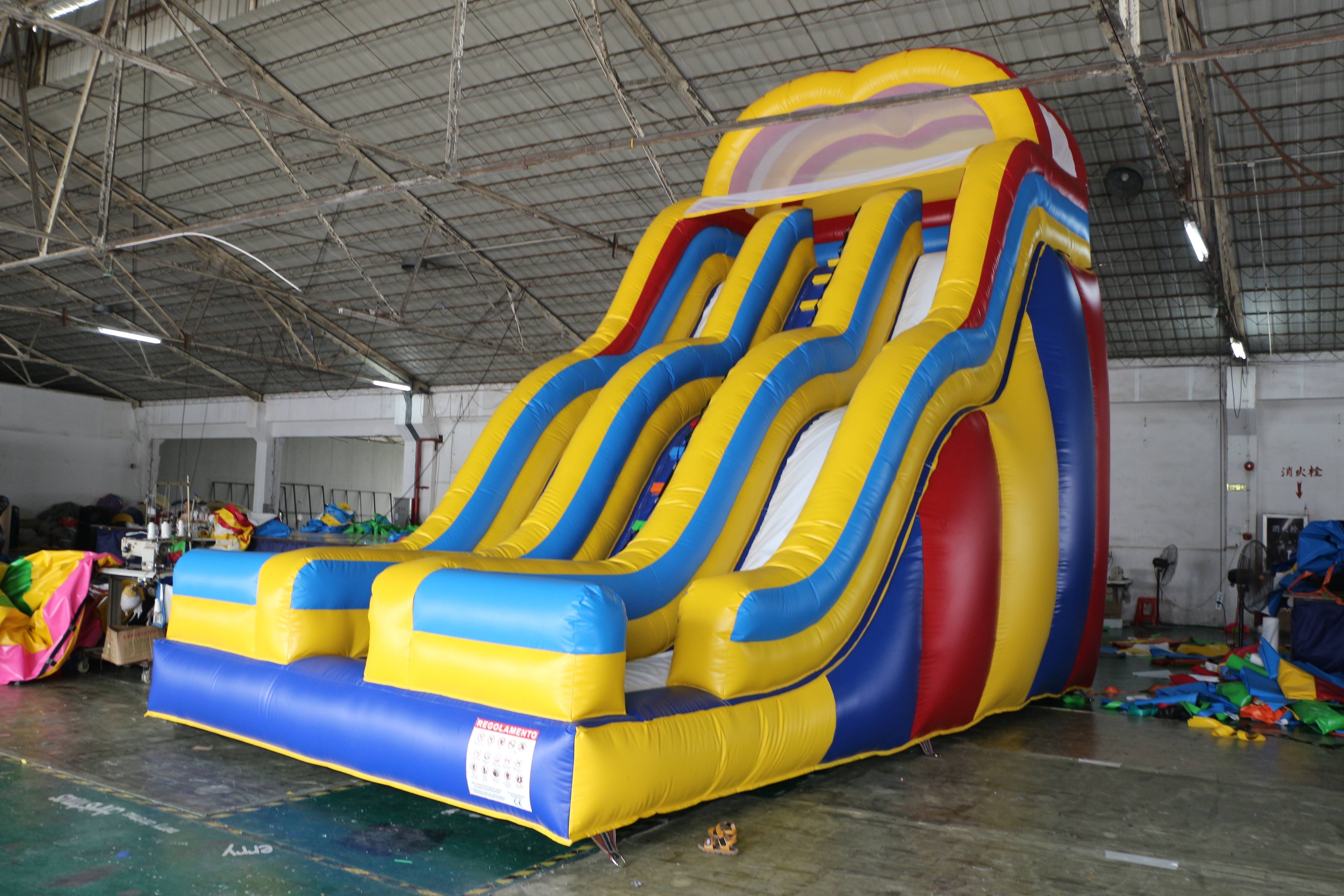 20' tobogan inflable para ninos de doble carril ondulado alto de la fabrica inflable de China