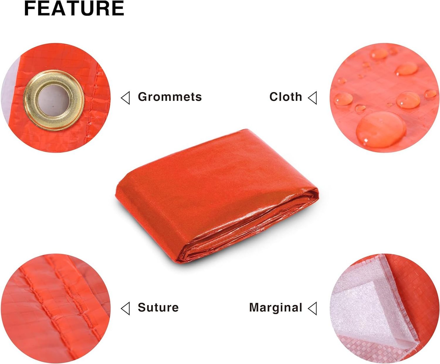 Orange Thermal PE Cold Proof Tarpaulin Heated Concrete Blanket