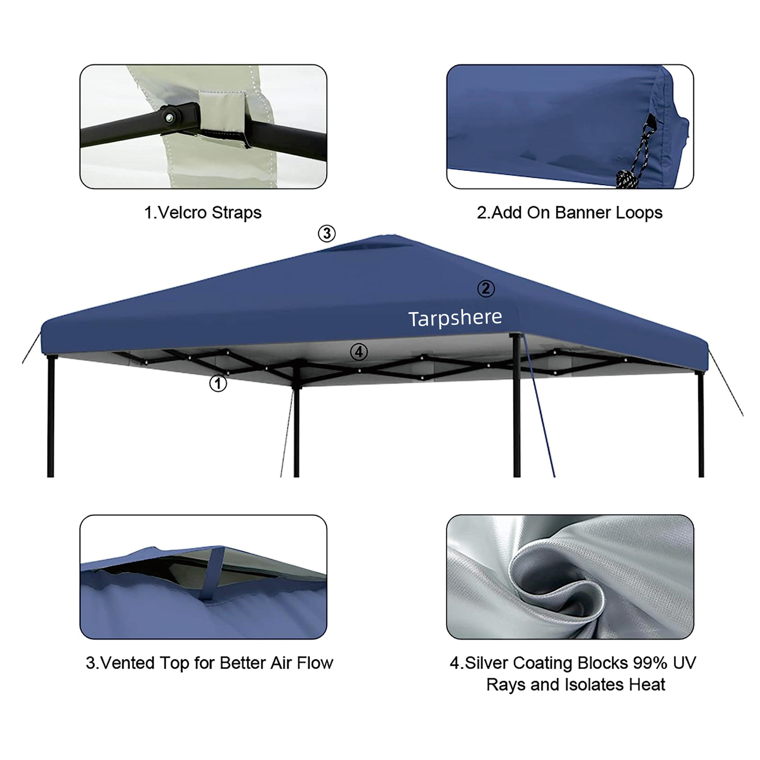 gazebo 10x10 ez up carport tarp tent pop up waterproof Canopy Tent Top Replacement Cover