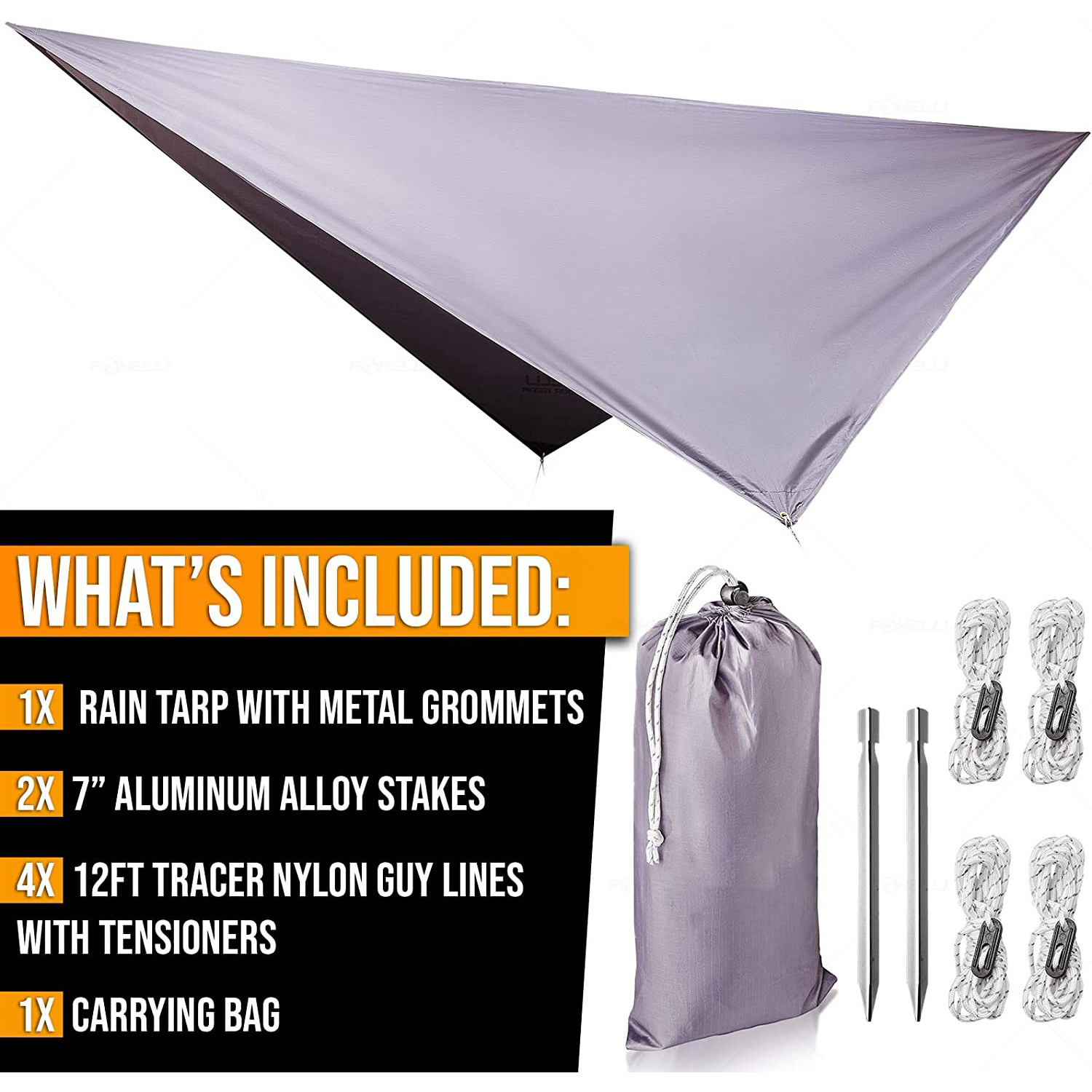 hammock rain fly 12ft lightweight camping tarp waterproof backpacking tarp shelter RPET rain tarp