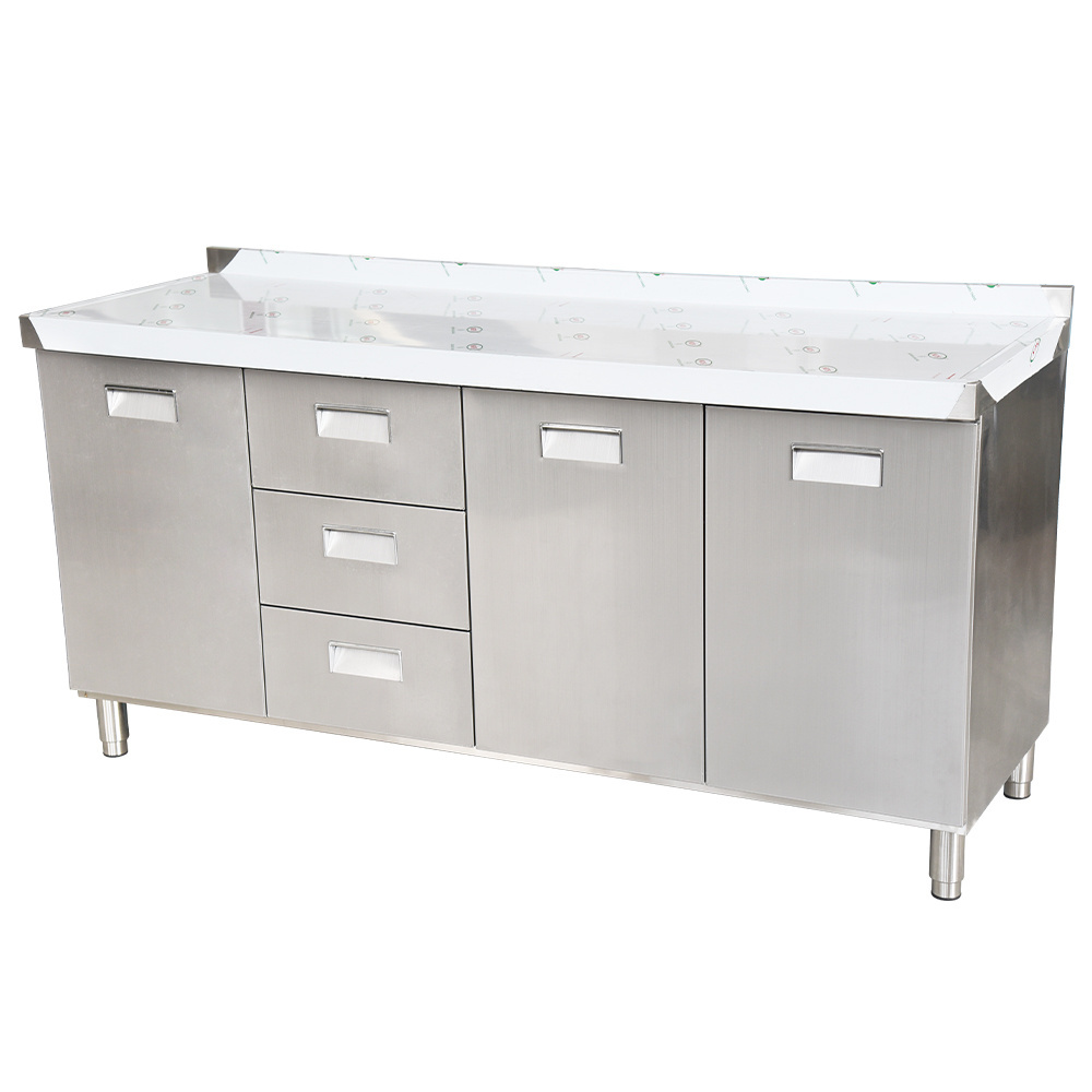 Commercial Cooking Equipment Work Bench Tool Cabinet Stainless Steel Counters With Backsplash