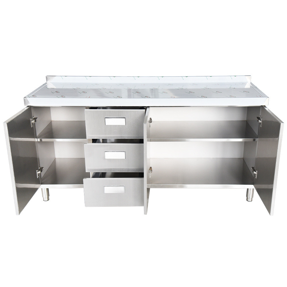 Commercial Cooking Equipment Work Bench Tool Cabinet Stainless Steel Counters With Backsplash