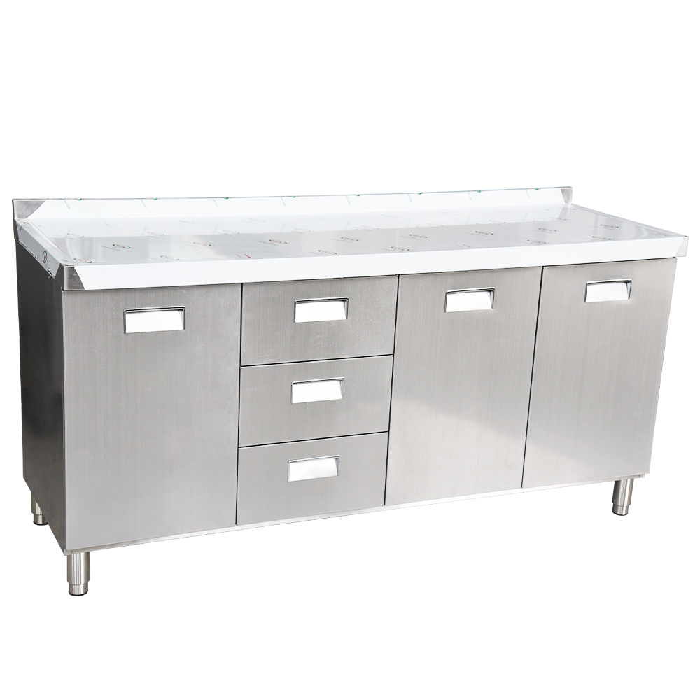 Commercial Cooking Equipment Work Bench Tool Cabinet Stainless Steel Counters With Backsplash