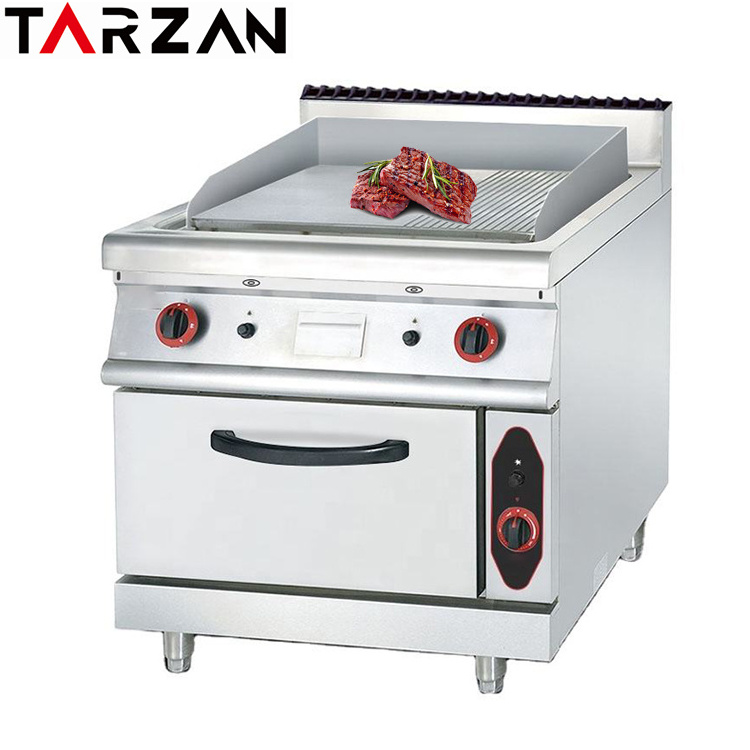 Commercial Restaurant 2 Burner 1/3 Grooved Gas Griddle Grill With Cabinet Base Stainless Steel Standtop Griddle