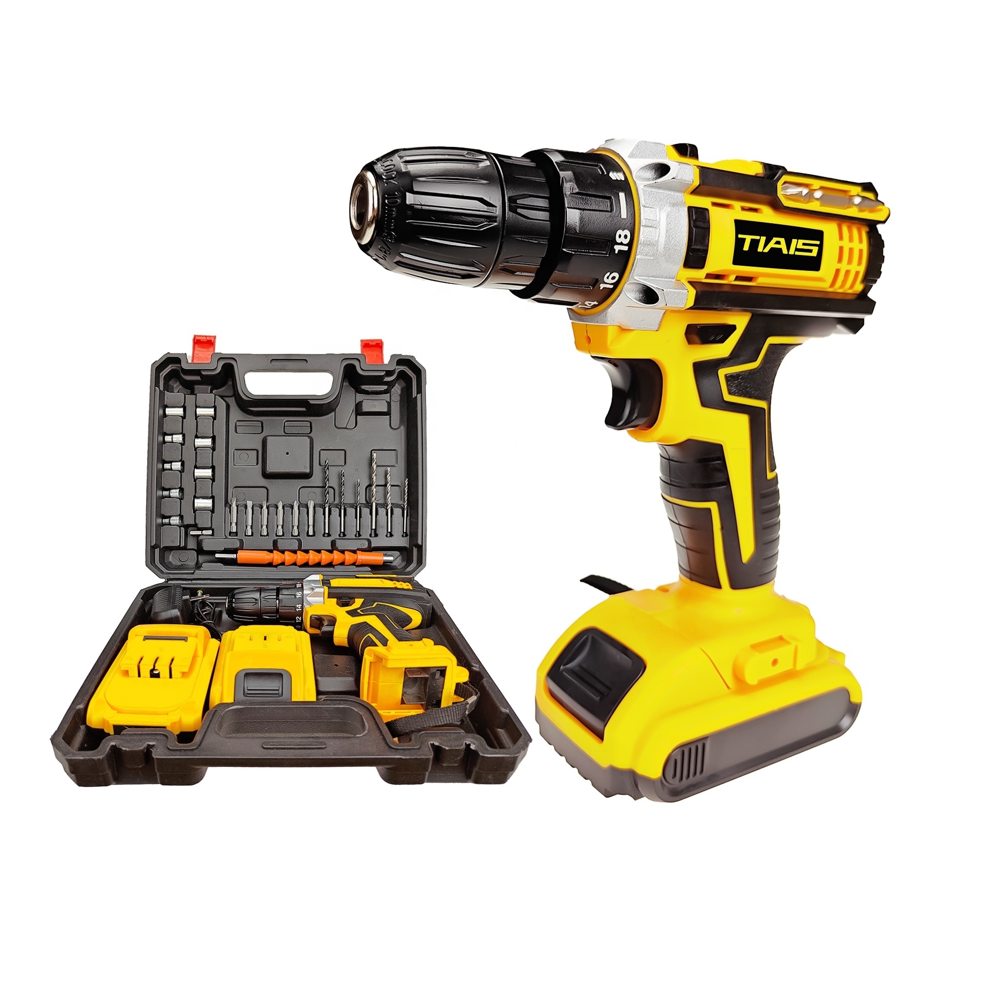 TIAIS T5015 High Quality Low Noise Wireless Drill Cordless Rechargeable Electric Drill Cordless 21V Cordless Drill Set