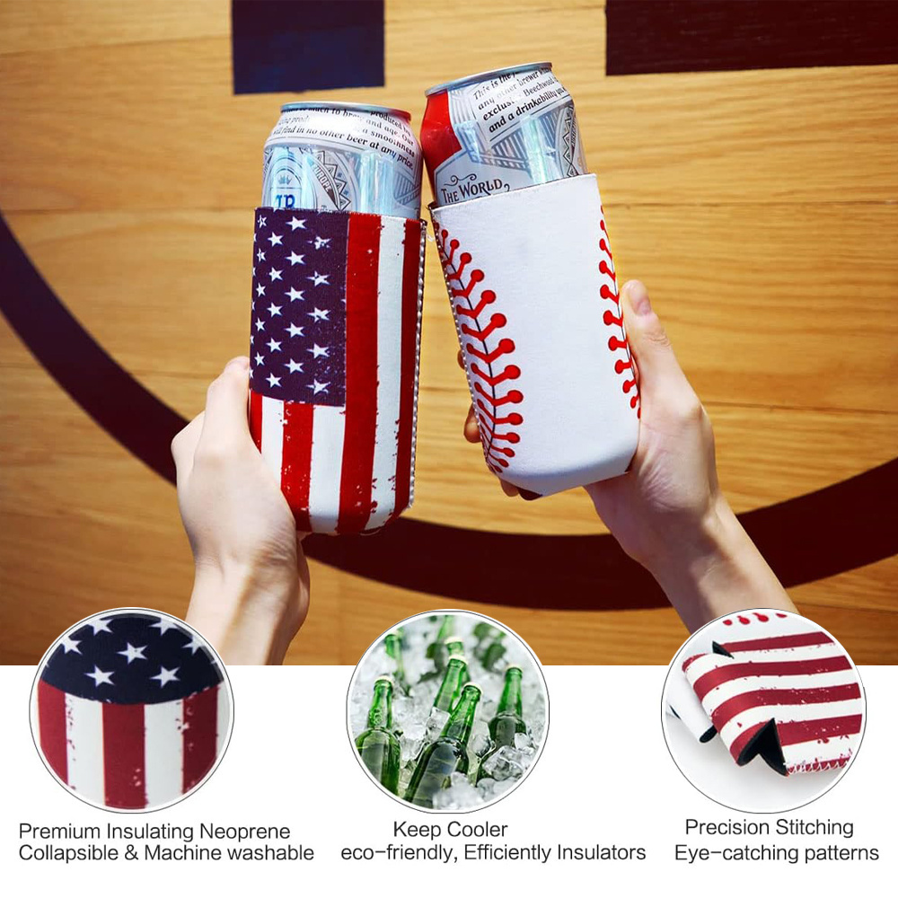 Collapsible Insulated Can Cooler Made Wine Beer Bottle Sleeve Neoprene Custom Logo Printing Stubby Holders