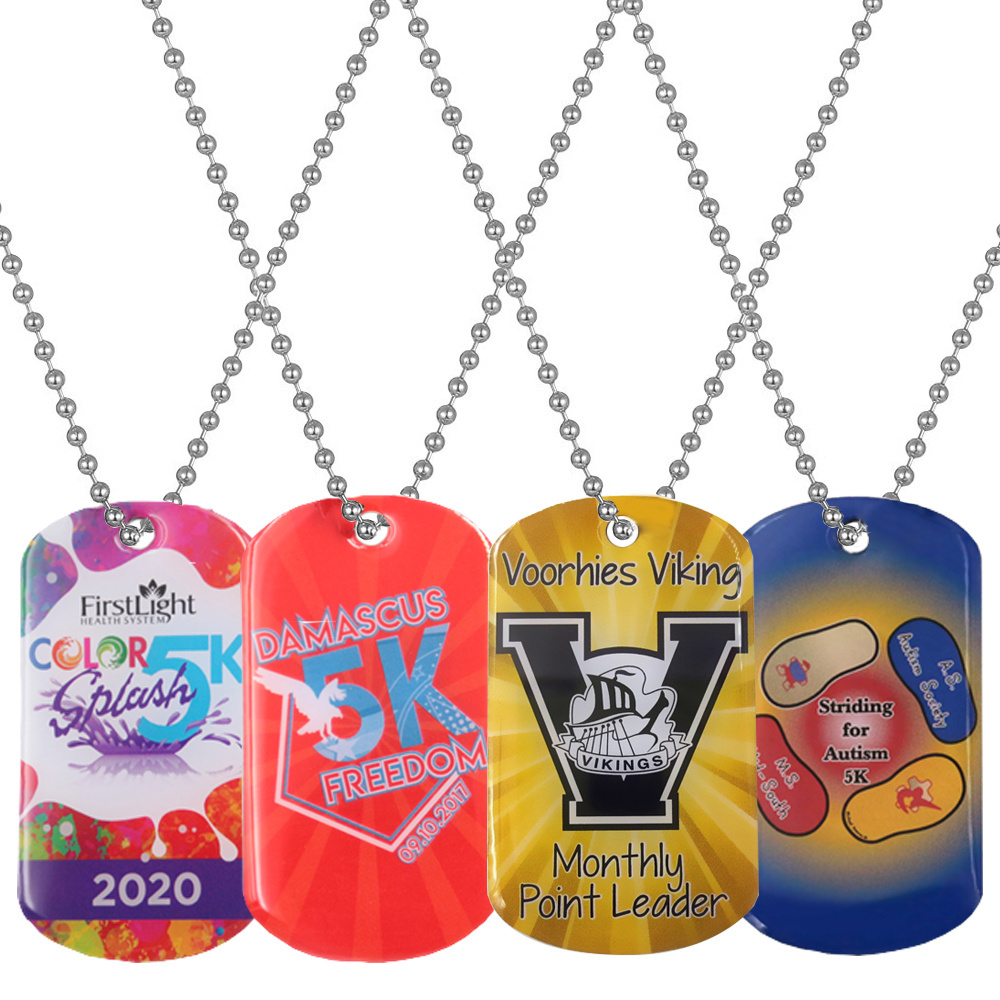 Custom engraved metal pet necklace pendants sublimation blank name id qr logo stainless steel dog tags for engraving