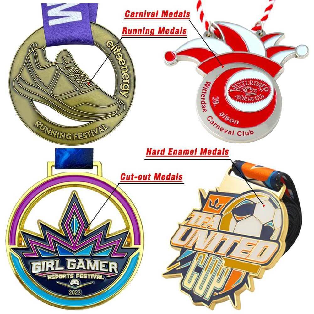 Personalized Custom Logo Ribbon Awards Metal Trophy Sports Custom Trophies And Medals Plaques 2024 Soccer Football Medal