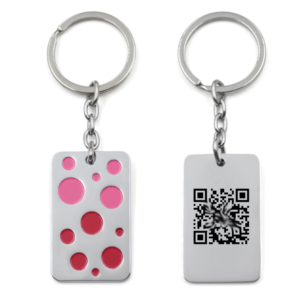 Manufacture custom metal engraved printing corporate business logo qr code digital key chain qr code keychain