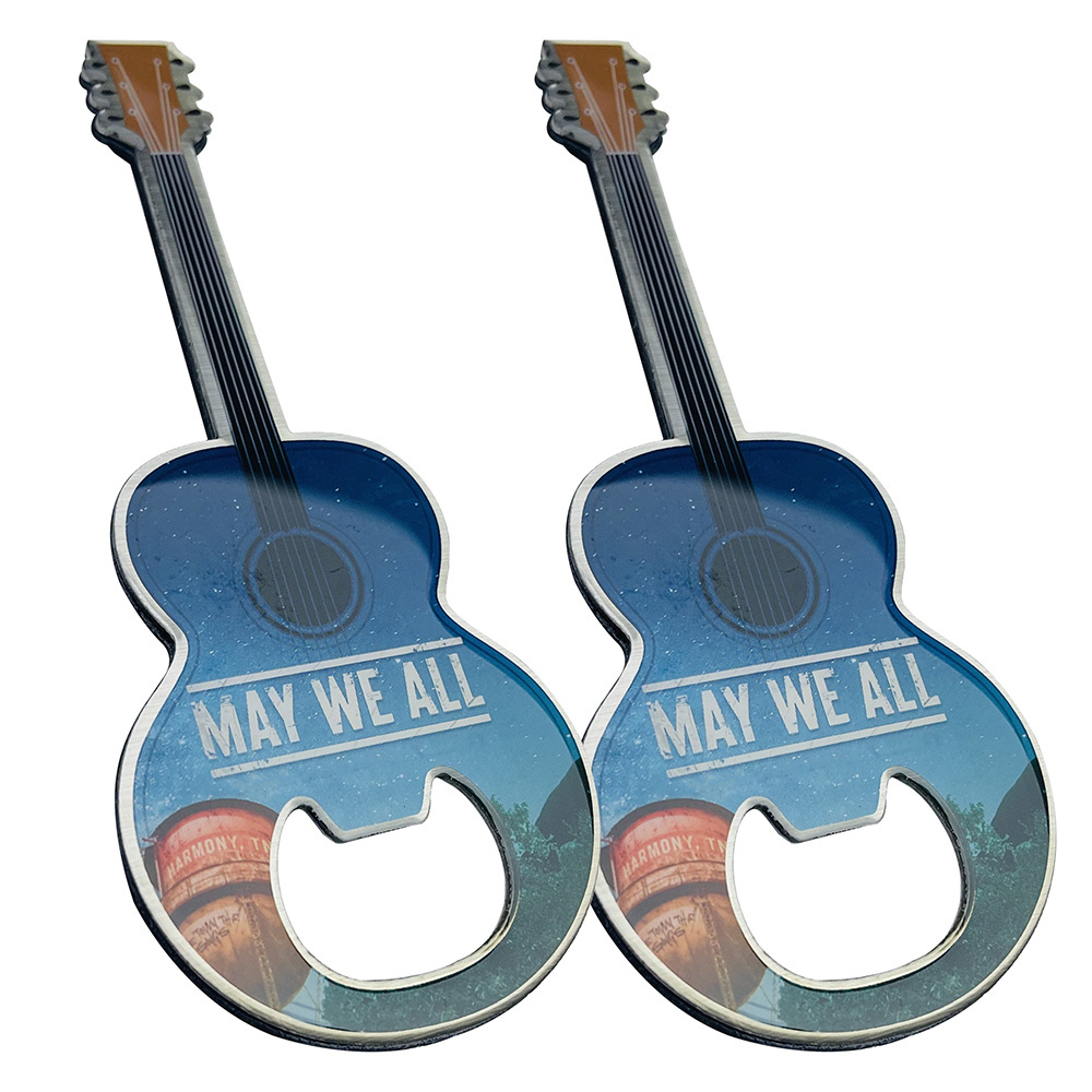 Personalized Custom Epoxy Printing Logo Stainless Steel Metal Magnetic Fridge Magnet Shape Guitar Bottle Beer Bottle Opener