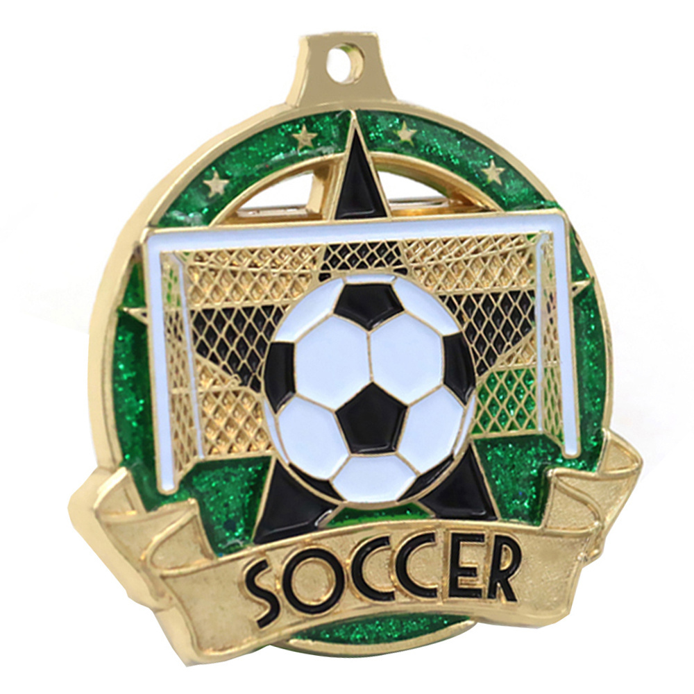 Wholesale Custom Zinc Alloy Champions Cheap Gold Football Award Medal 2D 3D Cheap Metal Custom Sport Soccer Medal For Soccer