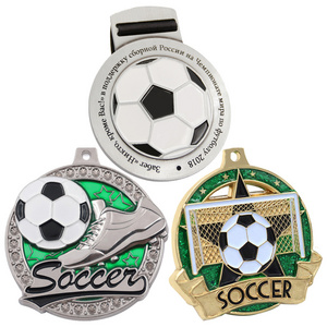 Wholesale Custom Zinc Alloy Champions Cheap Gold Football Award Medal 2D 3D Cheap Metal Custom Sport Soccer Medal For Soccer