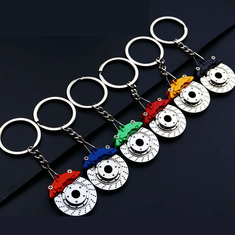 Custom logo auto part accessories key chain metal automotive car tire keychain with back card