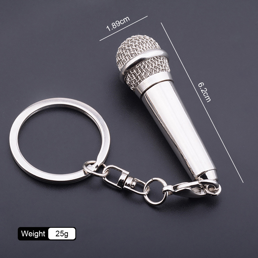 Wholesale Creativity Gift Key Chain Metal Keyring 3D Microphone Keychain