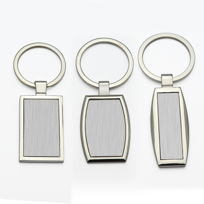 Bulk Custom Logo Double Sided Keyring Rectangle Stainless Steel Laser Engraving Metal Key Chain Sublimation Blank Keychain