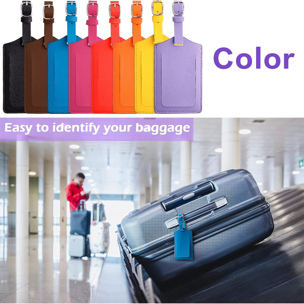 Personalised custom logo name luxury travel suitcase vintage bulk sublimation blank faux pu leather luggage tag