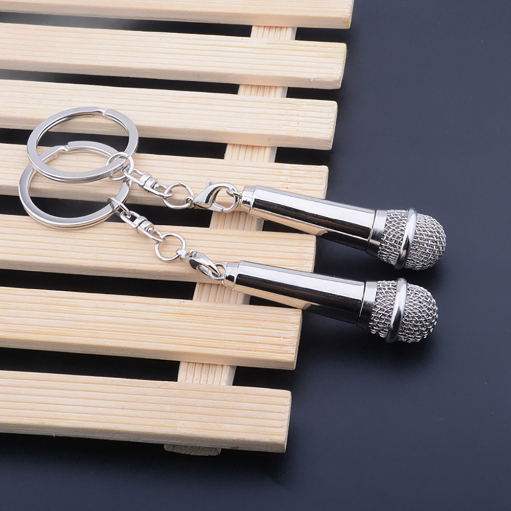 Wholesale Creativity Gift Key Chain Metal Keyring 3D Microphone Keychain