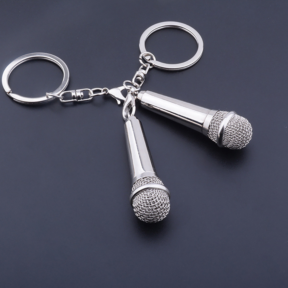 Wholesale Creativity Gift Key Chain Metal Keyring 3D Microphone Keychain