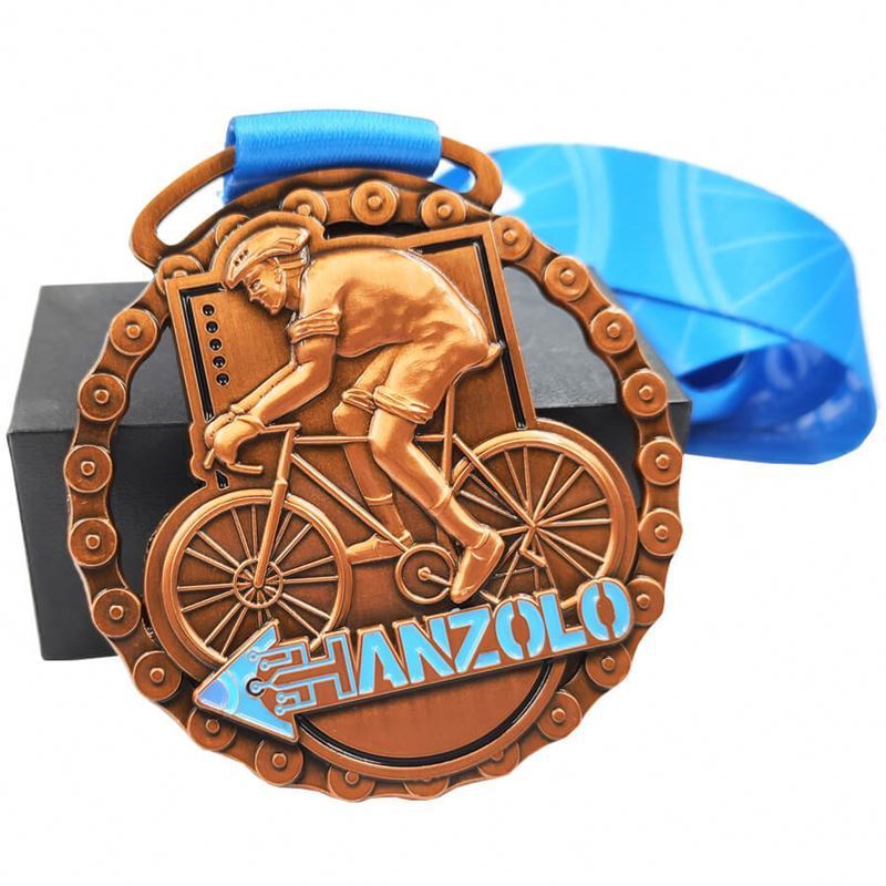 Taskwingifts design metal 3d logo bike bicycle cycling ride race kids sports gold medal factory custom medal with ribbon